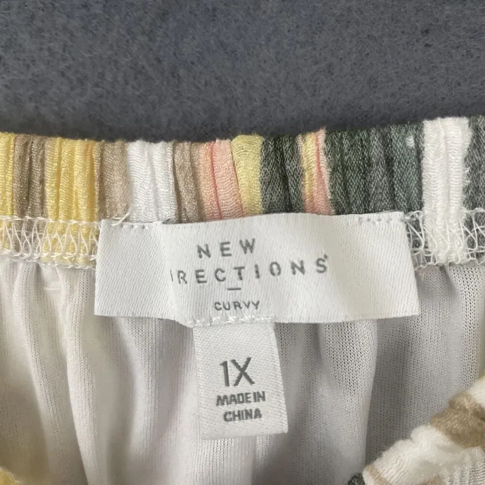 New Directions Womens Plus Size Maxi Length Rainbow Striped Pleated Skirt 1X - Picture 6 of 6